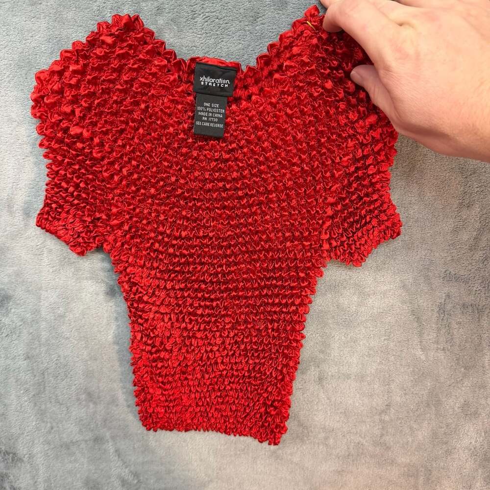 Xhilaration Popcorn Shirt One Size Red Stretch Short Sleeve Top